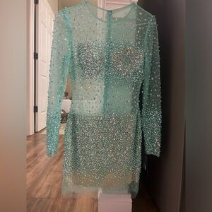 Mini rhinestone dress.